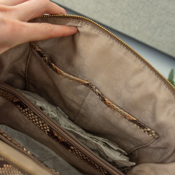 Michael Kors Python Embossed Leather Selma Tote - Picture 10 of 11